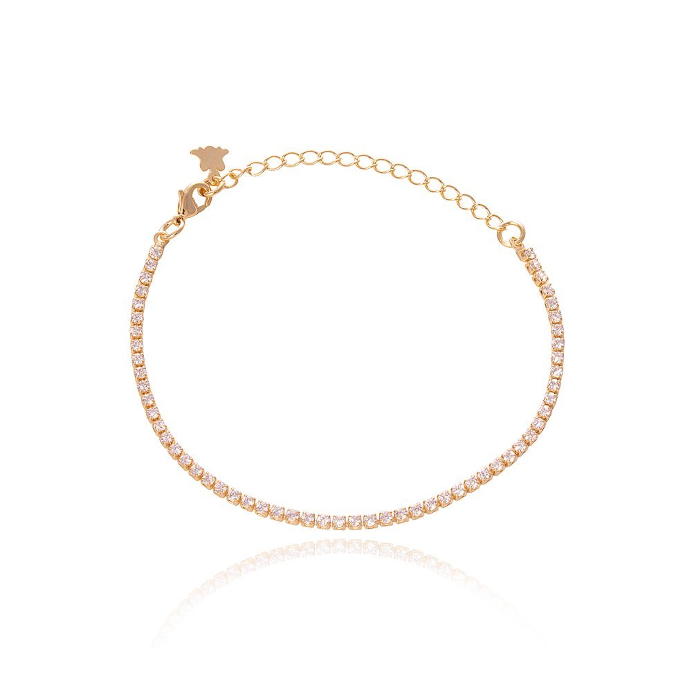Pulseira Riviera 2mm Cristal C/fecho Lagosta