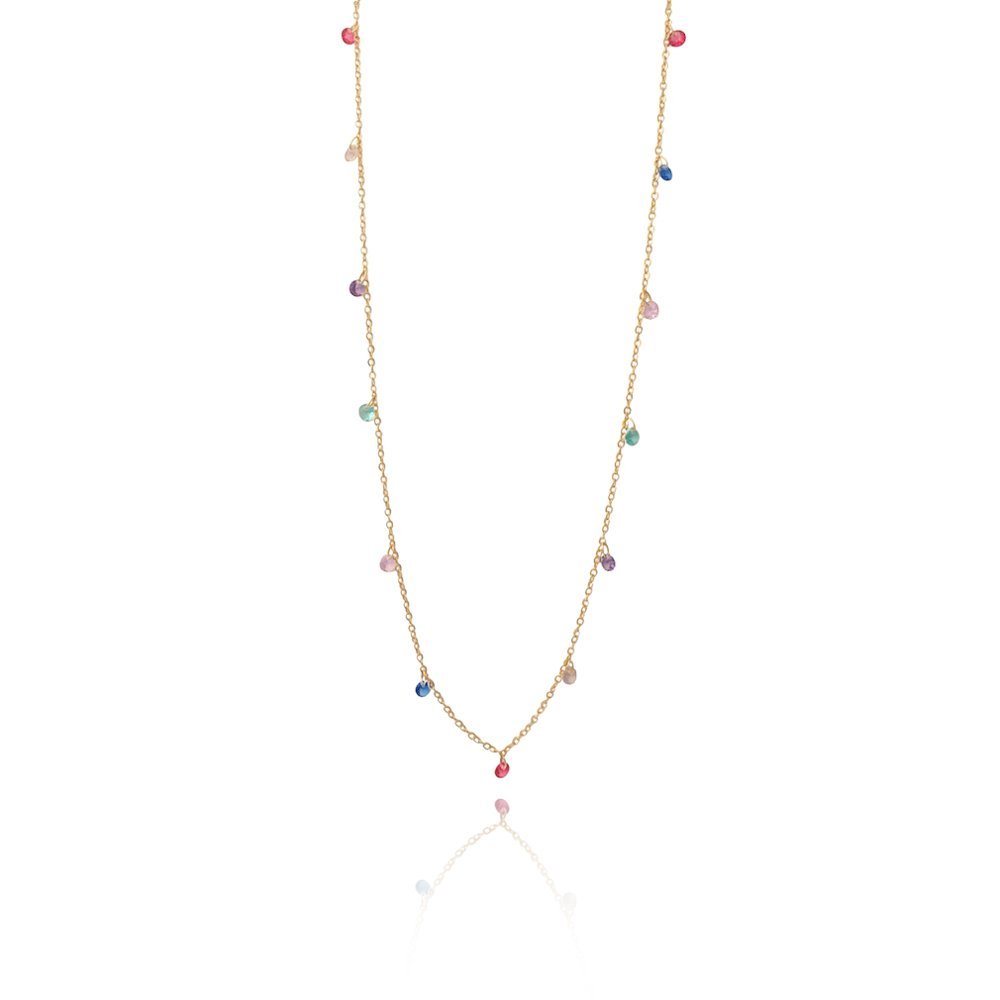 Colar Cadeadinho C/zirc. Color 30/40cm