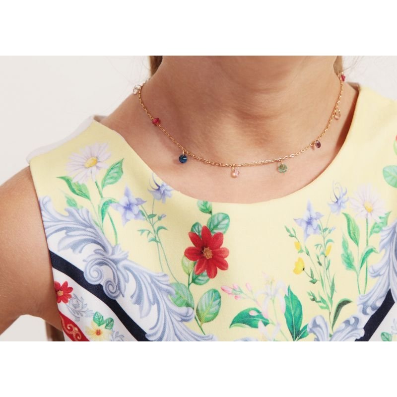 Colar Cadeadinho C/zirc. Color 30/40cm