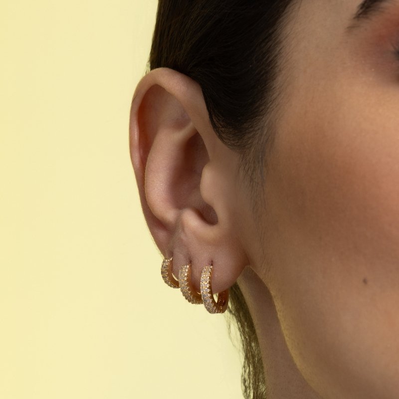 Brinco Trio Detalhado C/zirconia Cristal