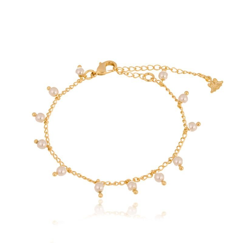 Pulseira Perola 4mm Pendurada C/fecho Lagosta