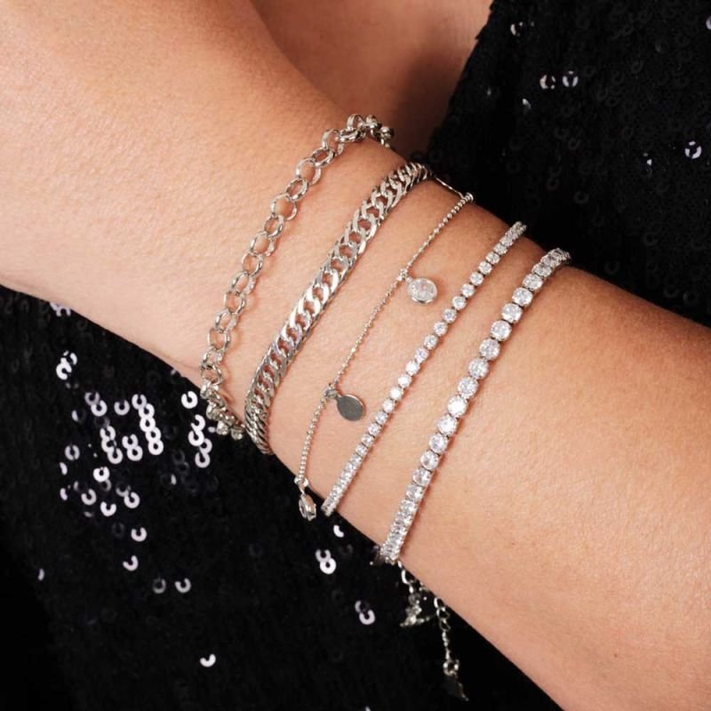 Pulseira Riviera 3mm Cristal C/fecho Lagosta