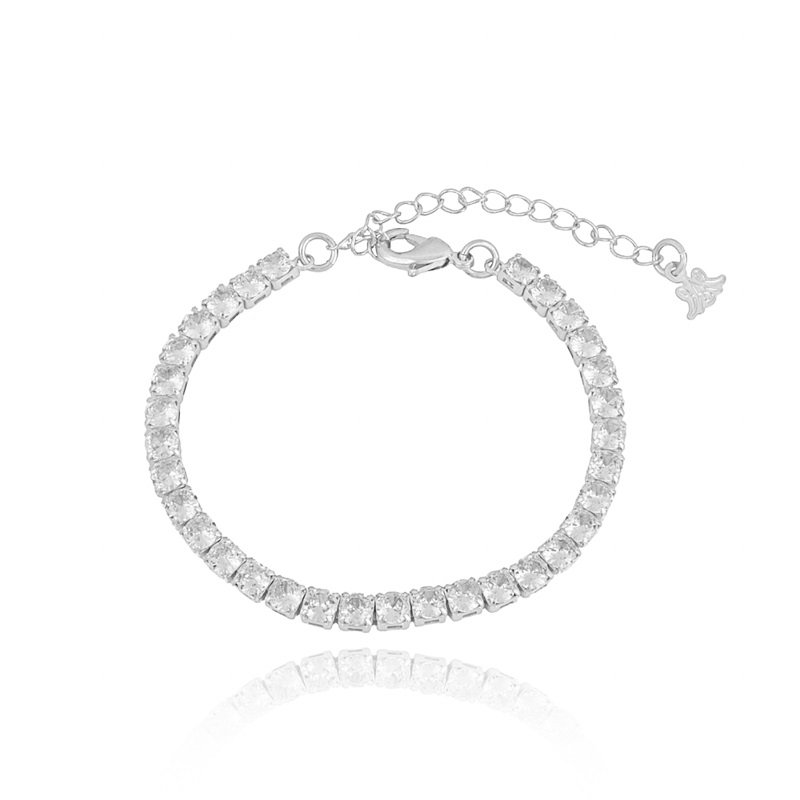 Pulseira Riviera 3mm Cristal C/fecho Lagosta