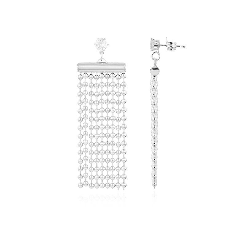 Brinco Franja Bolinha 2mm C/zirconia