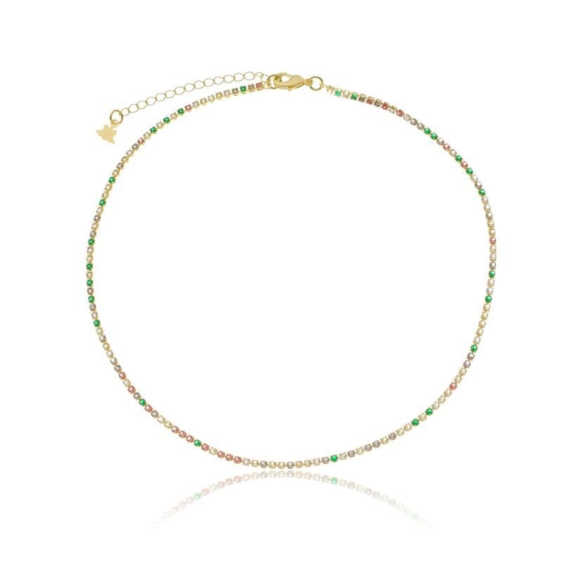 Colar Riviera 2mm Color C/fecho Lag. 35/40cm