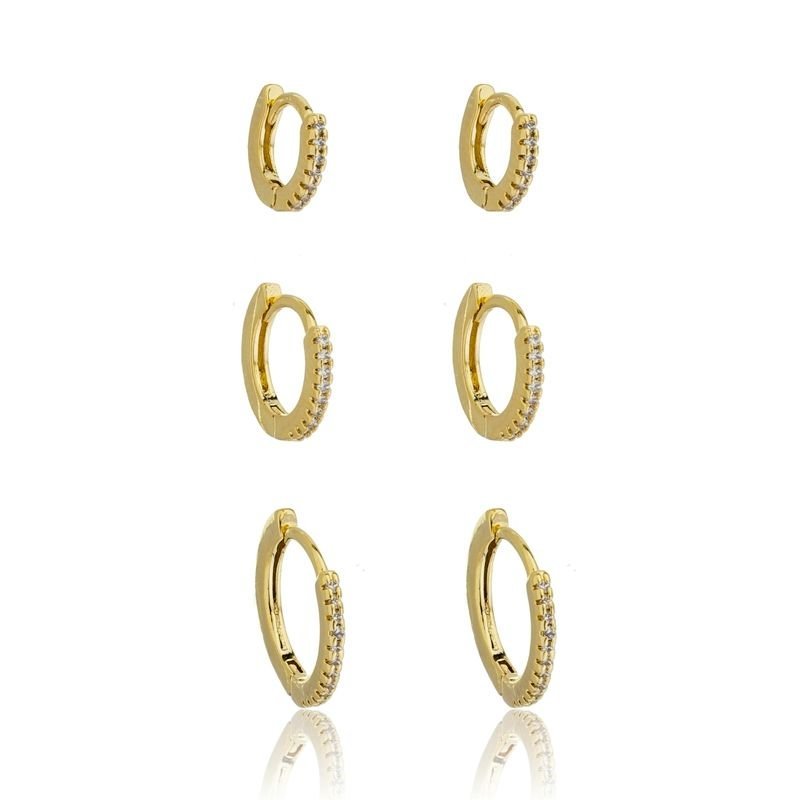 Brinco Trio Argola Articulado Com Zircônia
