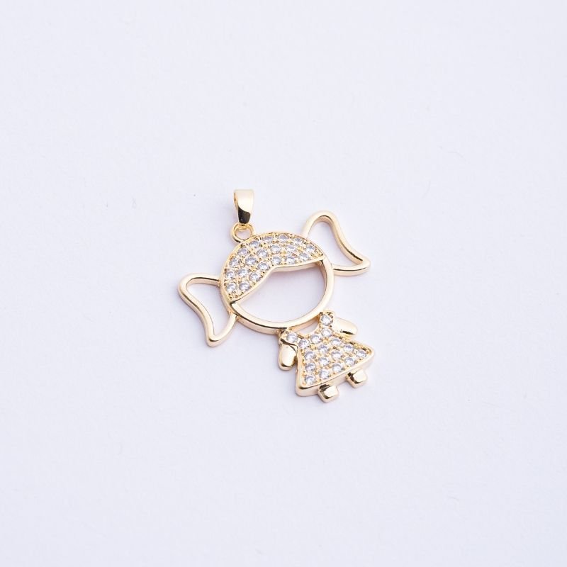 Pingente Menina C/zirconia 28mm