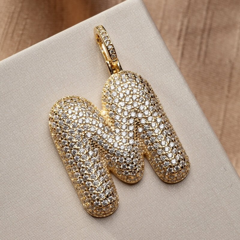 Pingente Letra Cravejada Puff 31mm