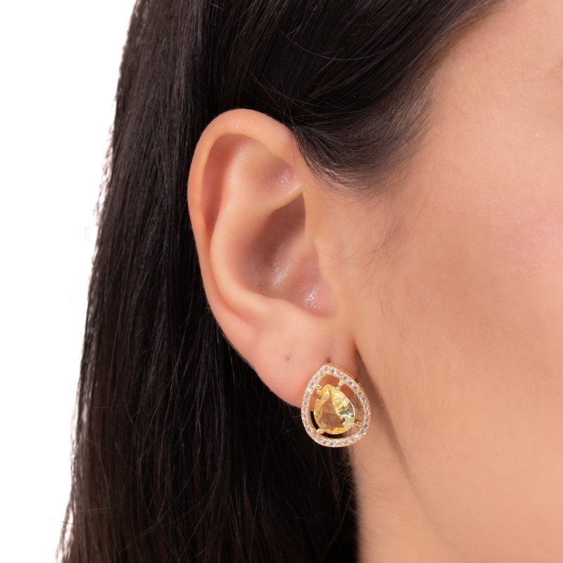 Brinco Gota Cravejado Color 17mm