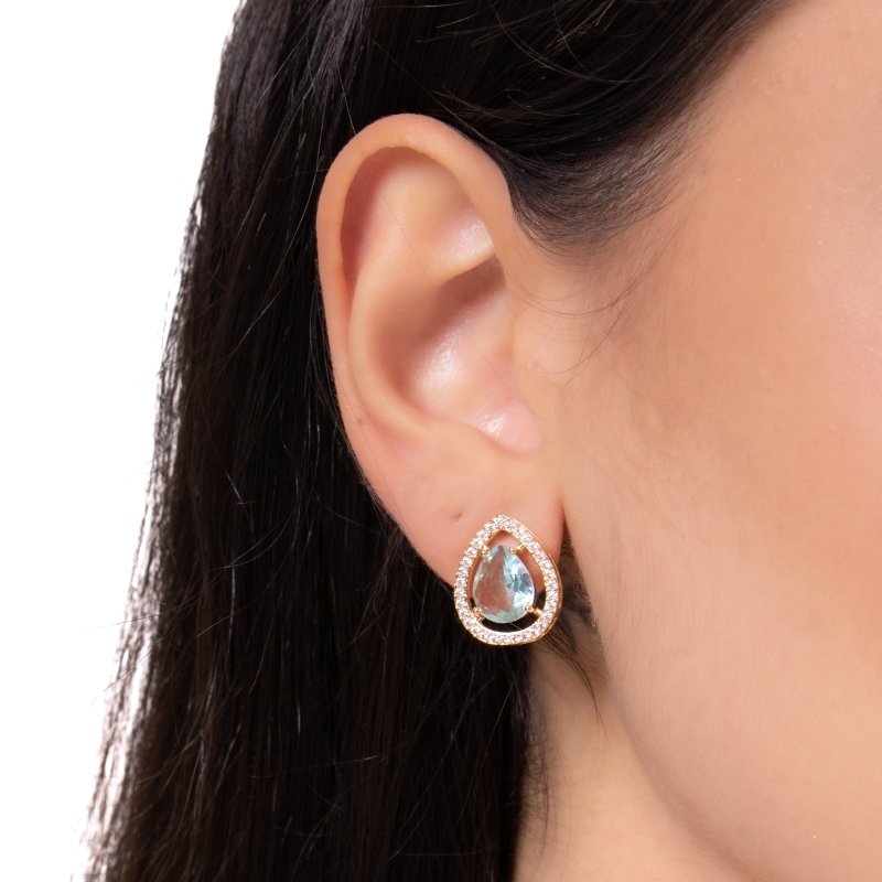 Brinco Gota Cravejado Color 17mm