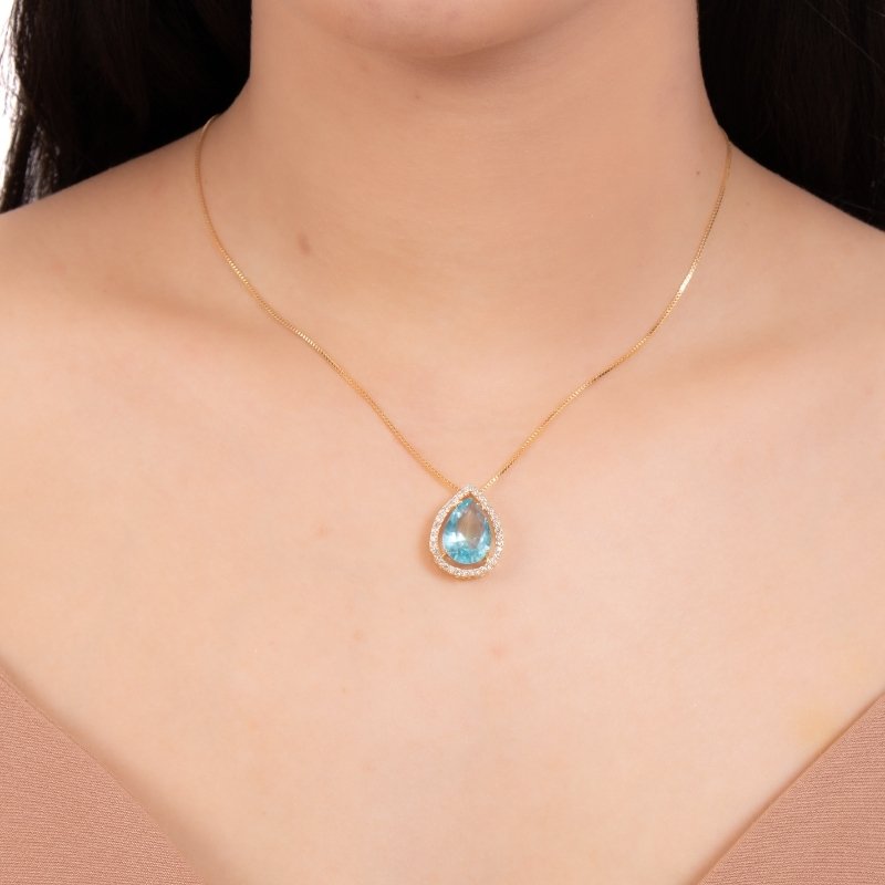 Colar Veneziana Gota Com Zircônia Color 40/45cm