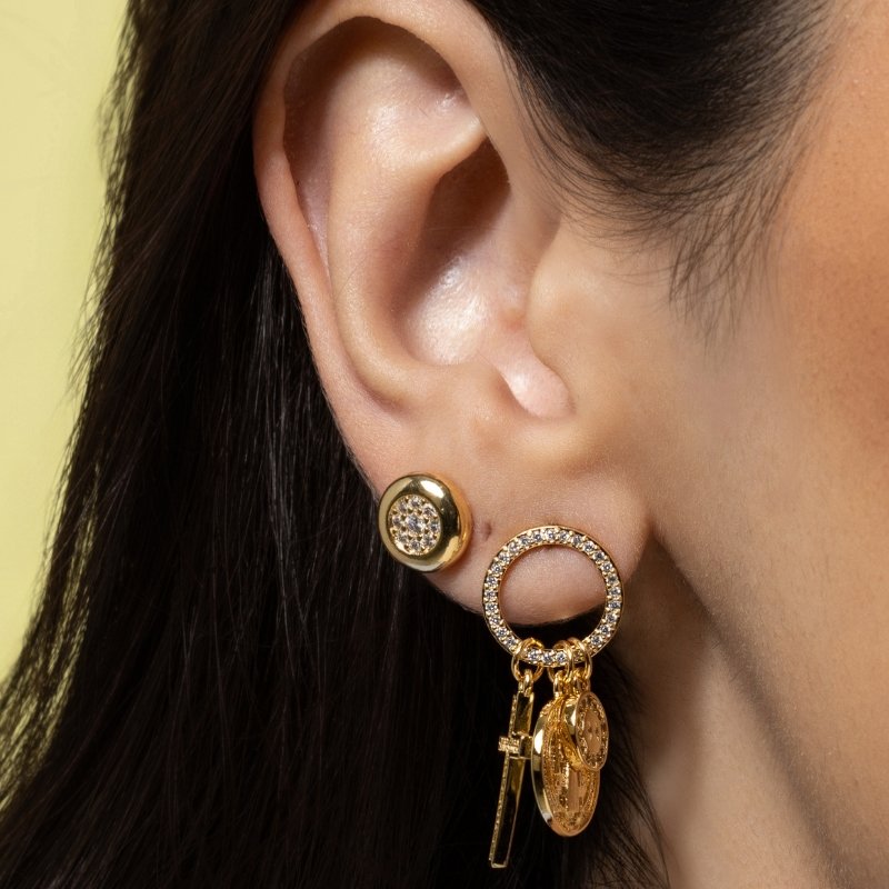 Conjunto Veneziana Circulo Cravejado Em Zircônia Com Fecho Lagosta 40/45cm