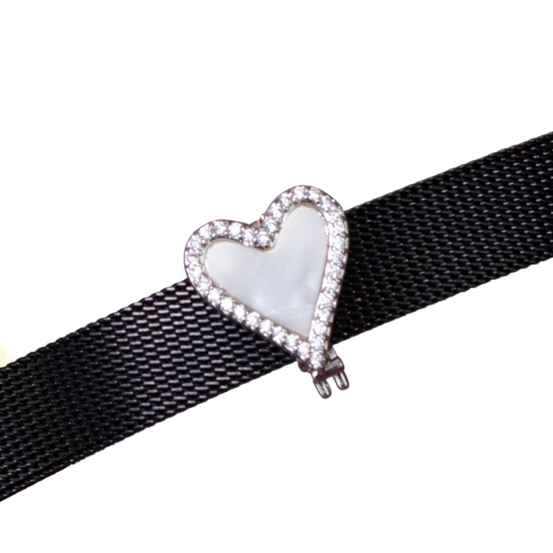 Pingente Coração Laterais Cravejadas Platina