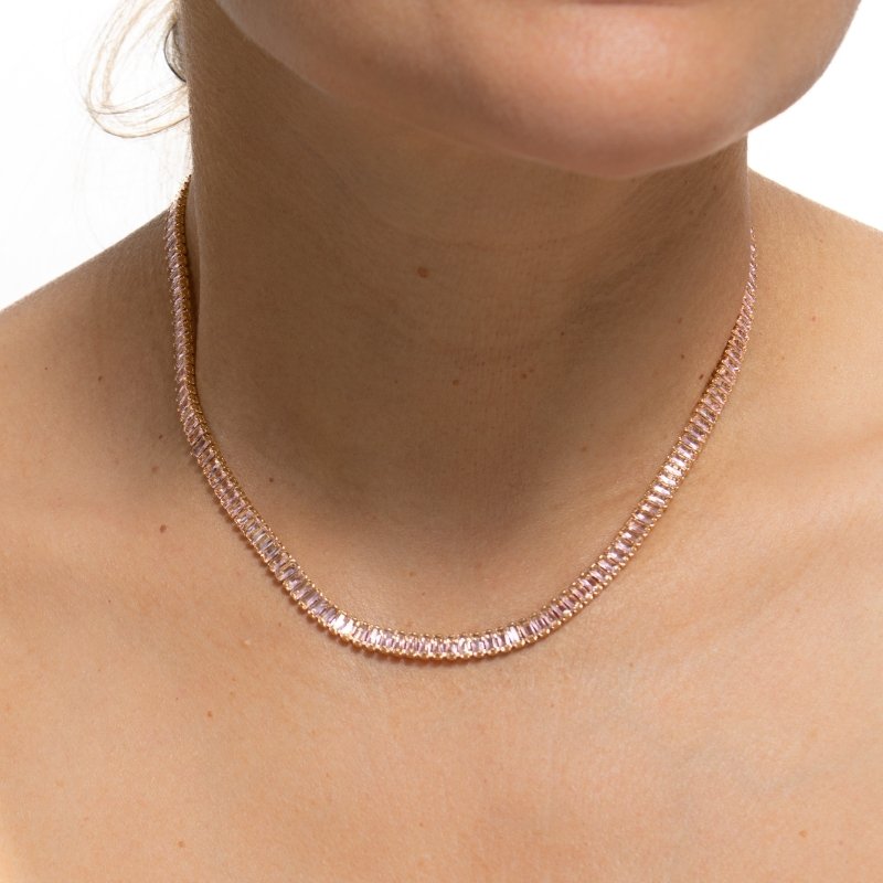 Colar Riviera Baguete Color 30/40cm