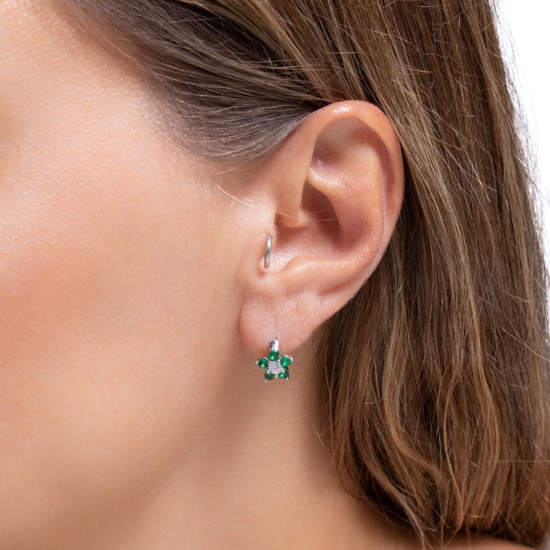 Brinco De Flor Articulado Em Zircônia