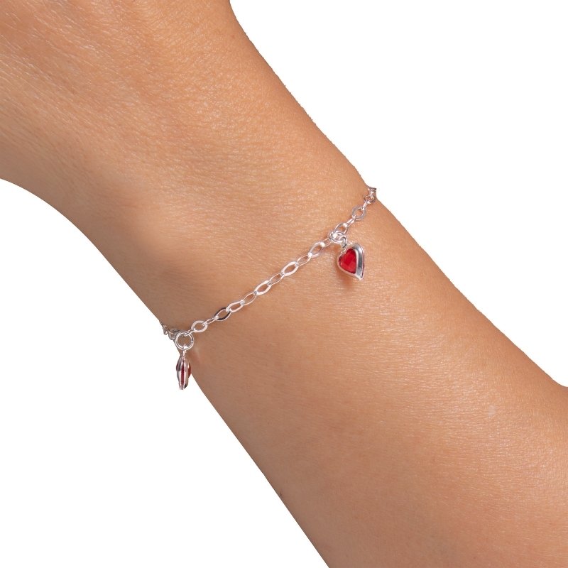 Pulseira Com Coração Zircônias Prata925 Cs