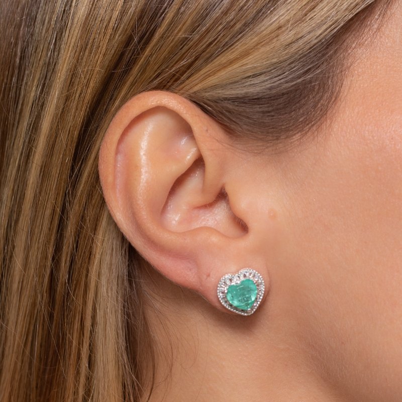 Brinco Coração 12mm Detalhado Com Zircônia Prata 925 Sr