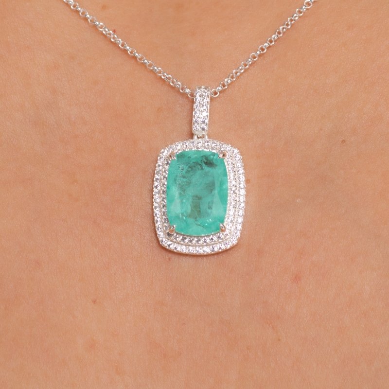 Pingente Retangulo Cravejado Prata 925-sr