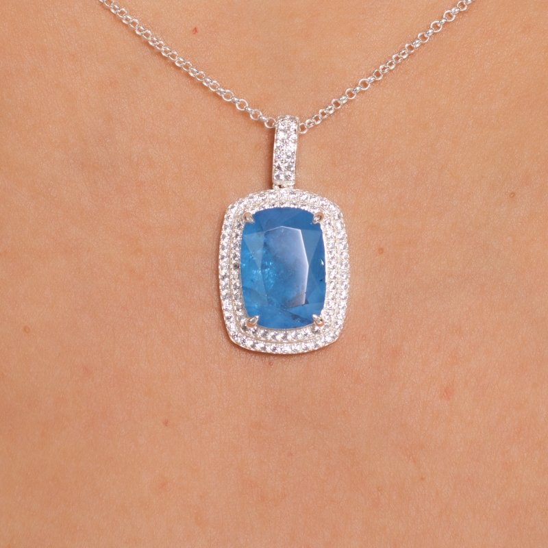 Pingente Retangulo Cravejado Prata 925-sr