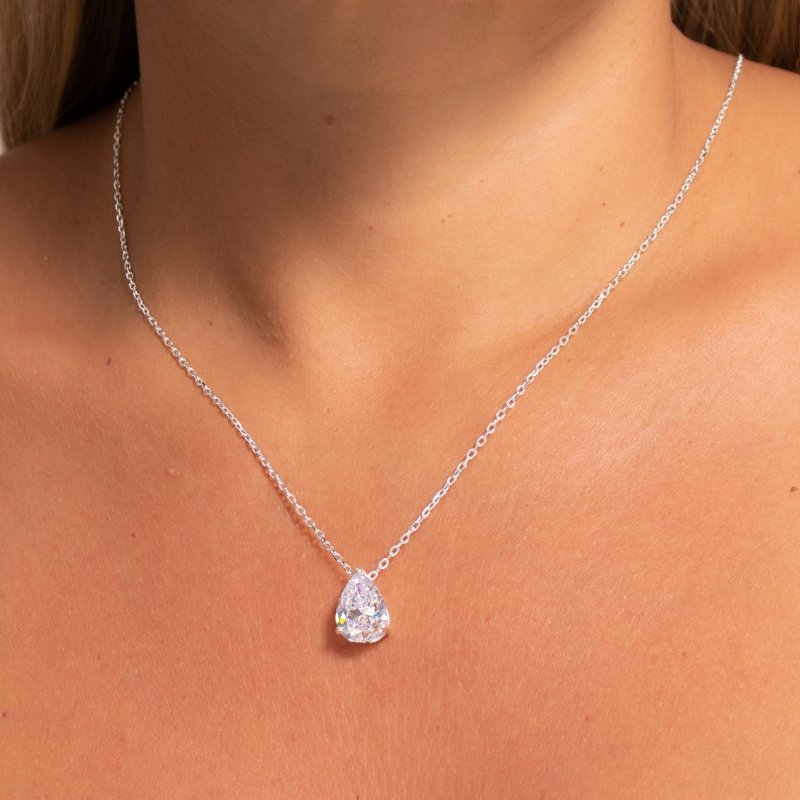 Colar Cartier Gota Com Zircônia 45cm Prata 925-sr