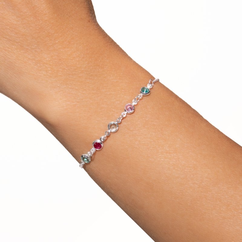 Pulseira Elo Português Com Zircônias Prata 925 Cs