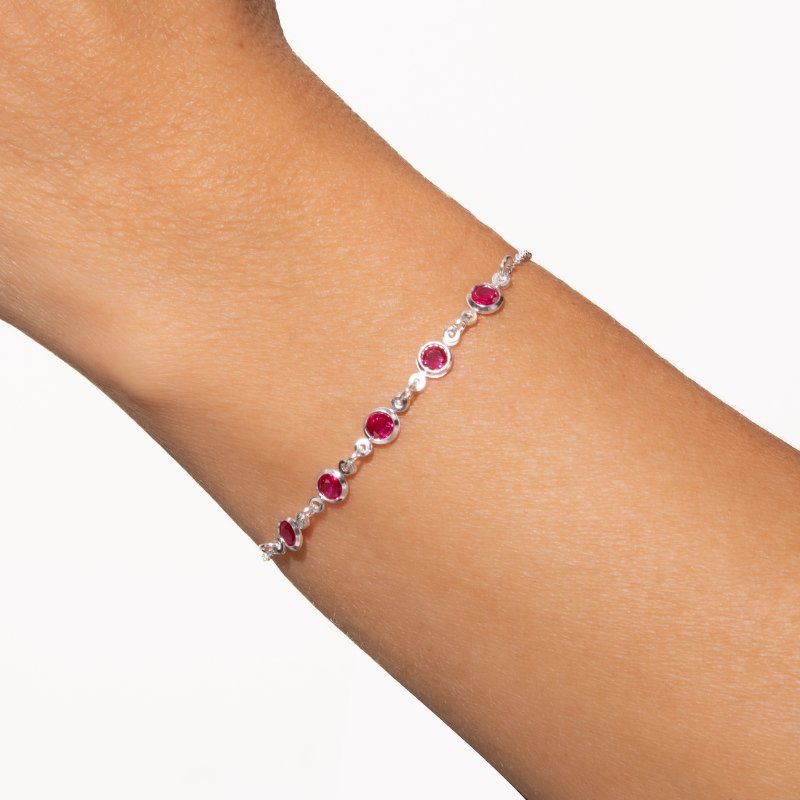 Pulseira Elo Português Com Zircônias Prata 925 Cs