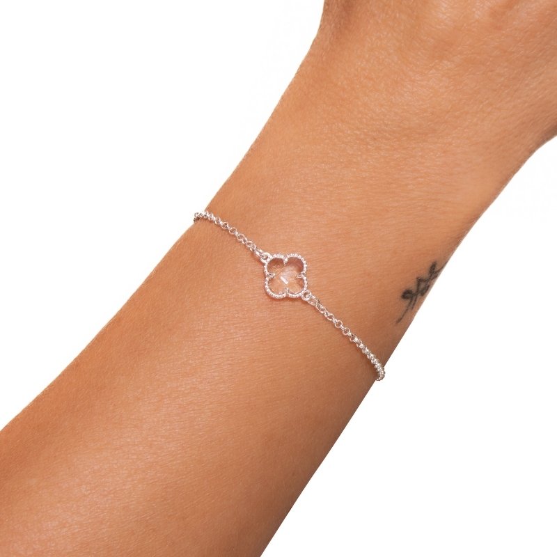 Pulseira Elo Português Trevo Prata 925-cs