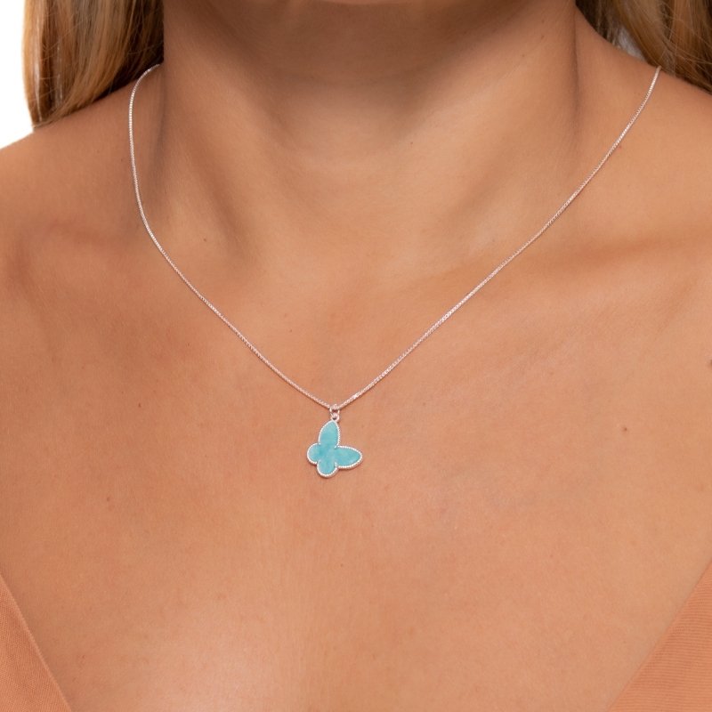 Colar Veneziana Borbleta 14mm Prata 925-cs 40/45cm