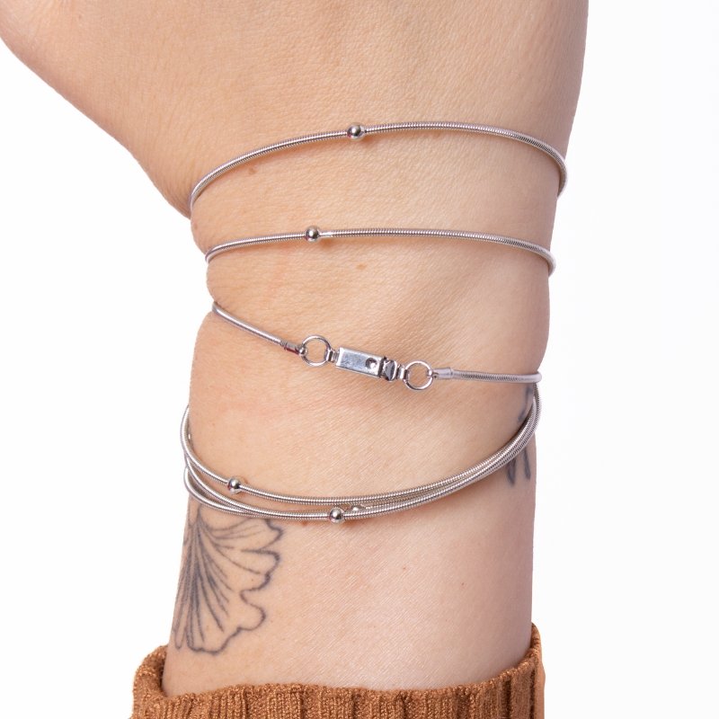 Pulseira Corda Violão 1mm Com Bolinhas 1,0cm