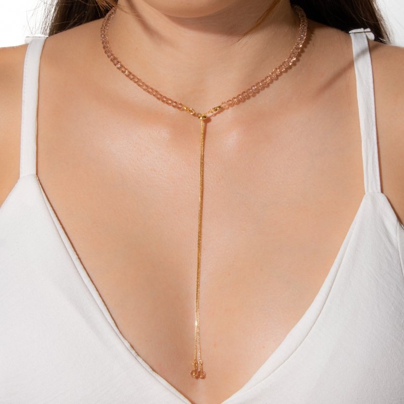 Colar Gravata Fio De Vidro 6mm 30/40cm