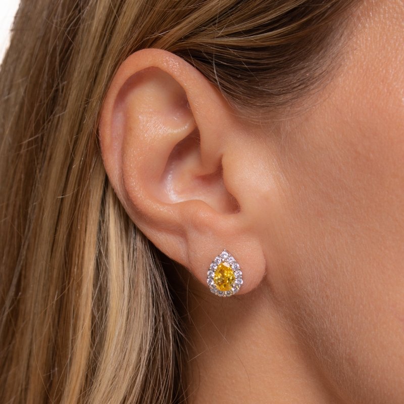 Brinco Gota 8mm Color Cravejada