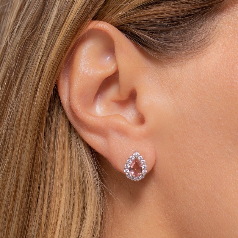 Brinco Gota 8mm Color Cravejada