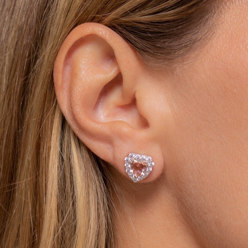 Brinco Coração 11mm Cravejado