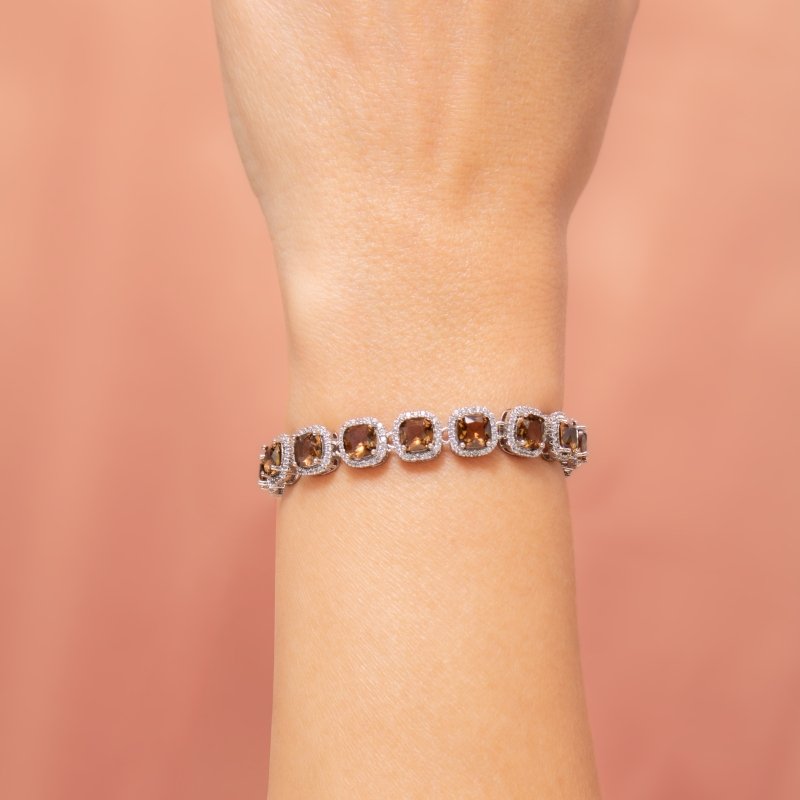 Pulseira Com Zircônia 6mm Quadrada Cravejada