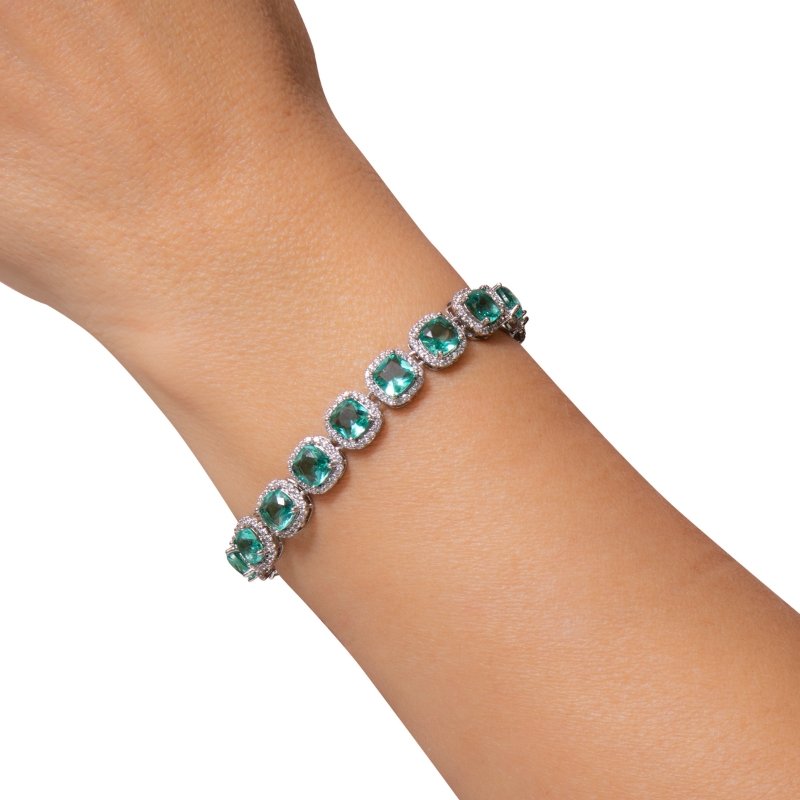 Pulseira Com Zircônia 6mm Quadrada Cravejada