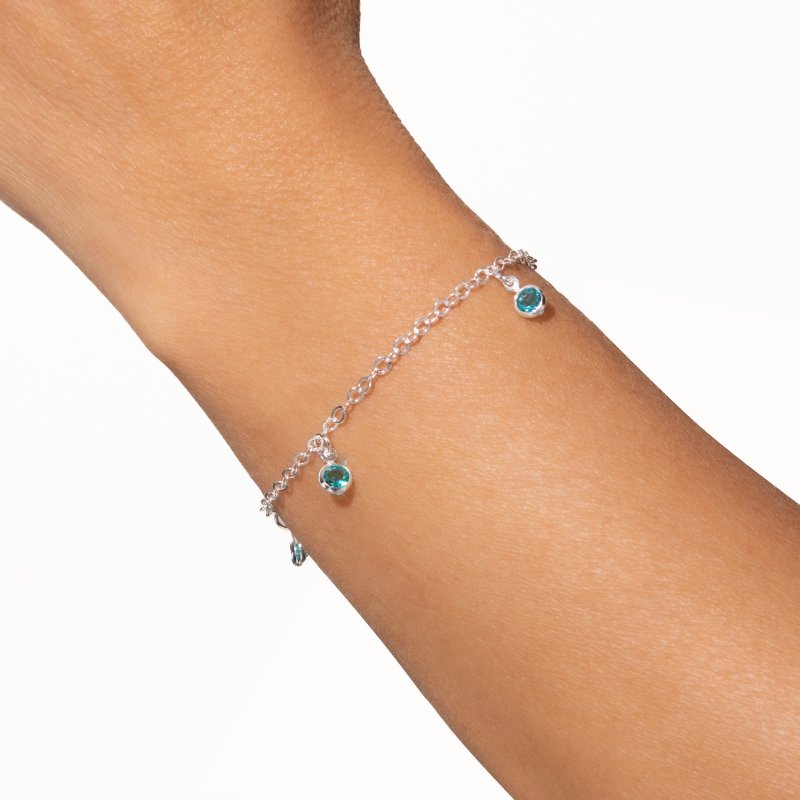 Pulseira Cadeadinho Com 5 Zircônias Color Prata 925-cs