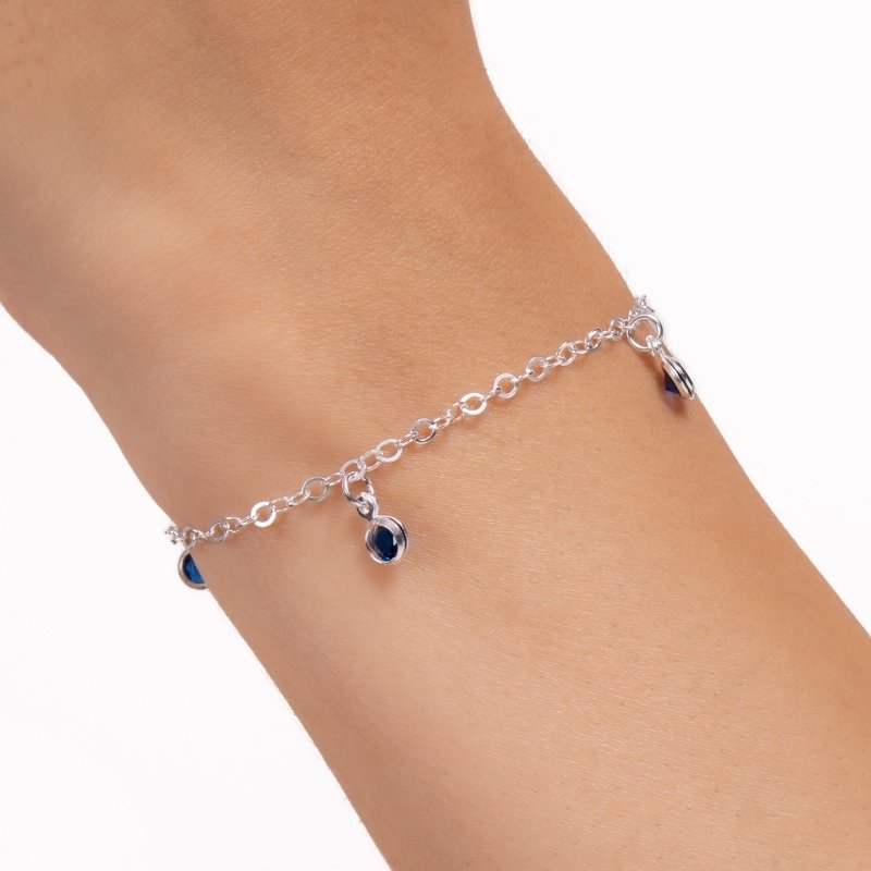 Pulseira Cadeadinho Com 5 Zircônias Color Prata 925-cs