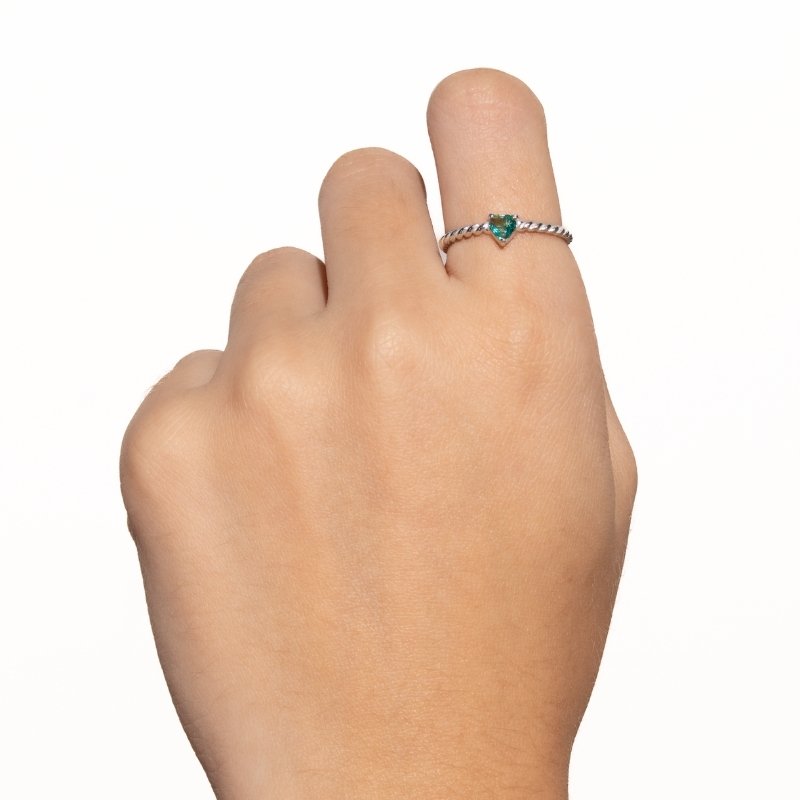 Anel Torcido Coração Com Zircônia Prata 925-cs