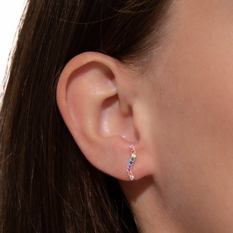 Brinco Onda Cravejado Prata 925-cs