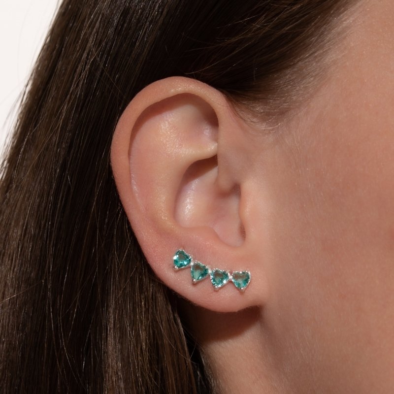 Brinco Ear Cuff Com Zircônias Prata 925-cs