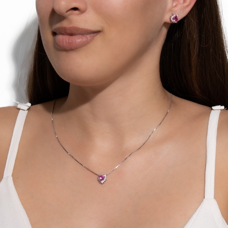 Conjunto Veneziana Coração Cravejado 45/50cm