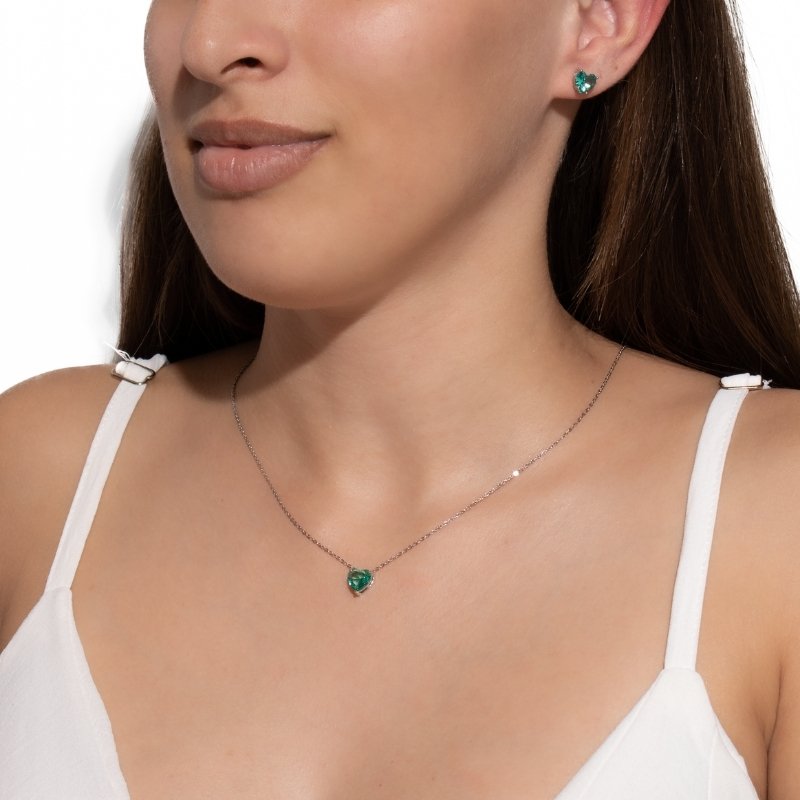 Conjunto Coração 8mm Com Zircônia 40/45cm Platina