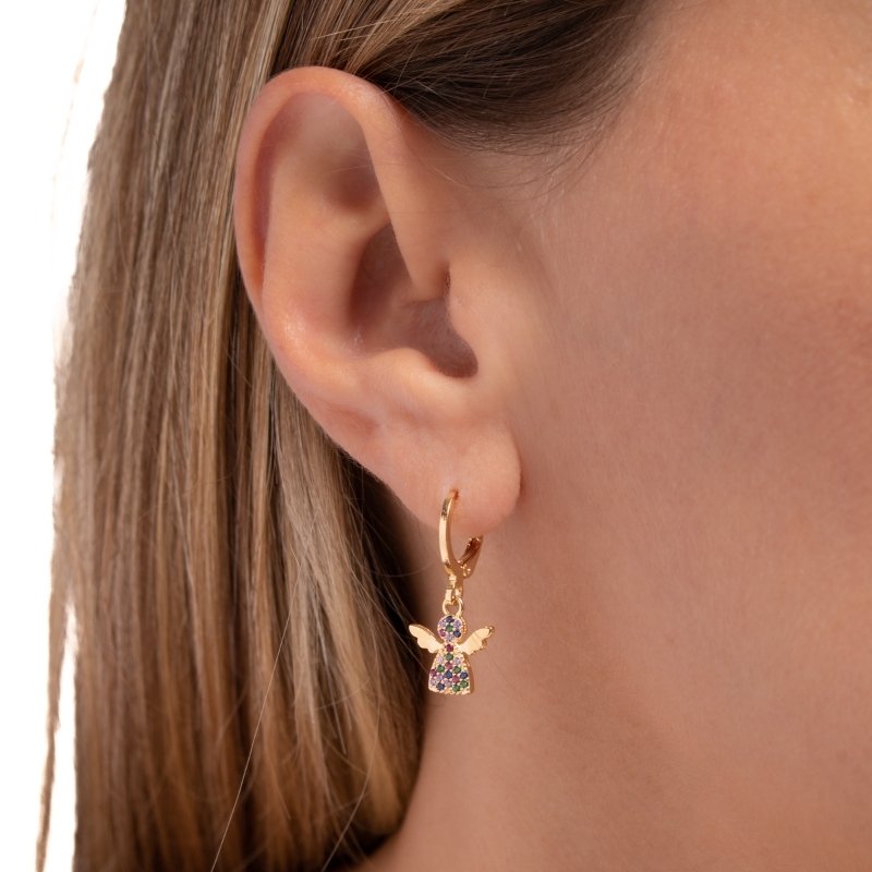 Brinco Articulado Anjo Cravejado 10mm