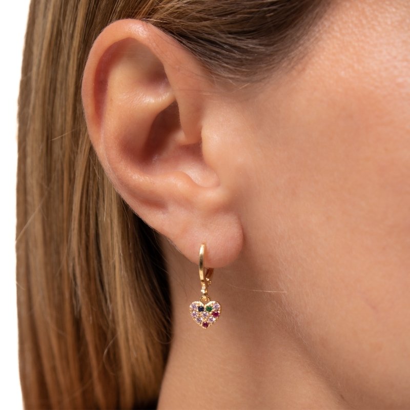 Brinco Articulado Coração Com Zircônias 8mm