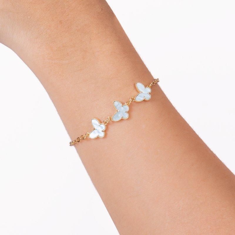 Pulseira Cadeadinho Com 3 Borboletas
