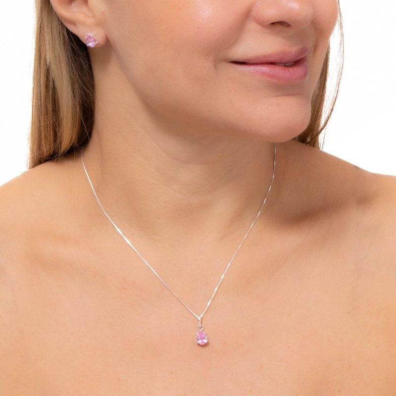 Conjunto Veneziana Gota Prata 925-cs 45cm