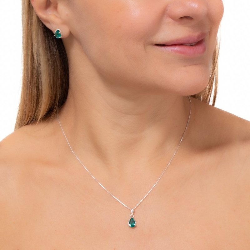 Conjunto Veneziana Gota Prata 925-cs 45cm