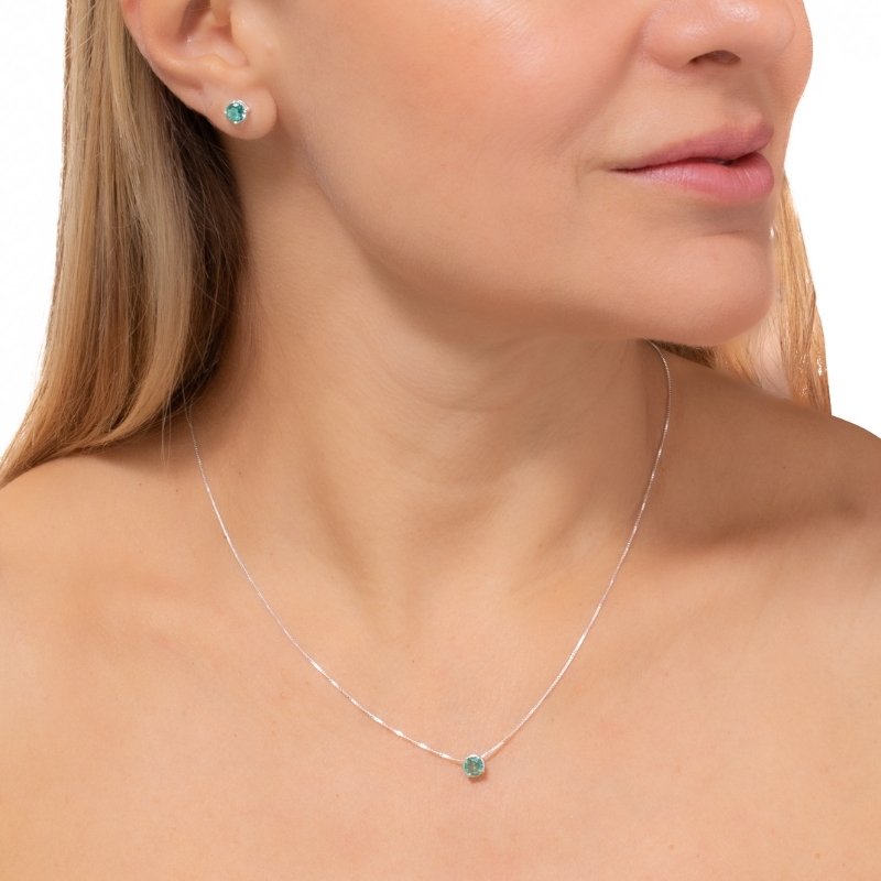 Conjunto Veneziana Redondo Em Zircônia Prata 925-cs 45cm