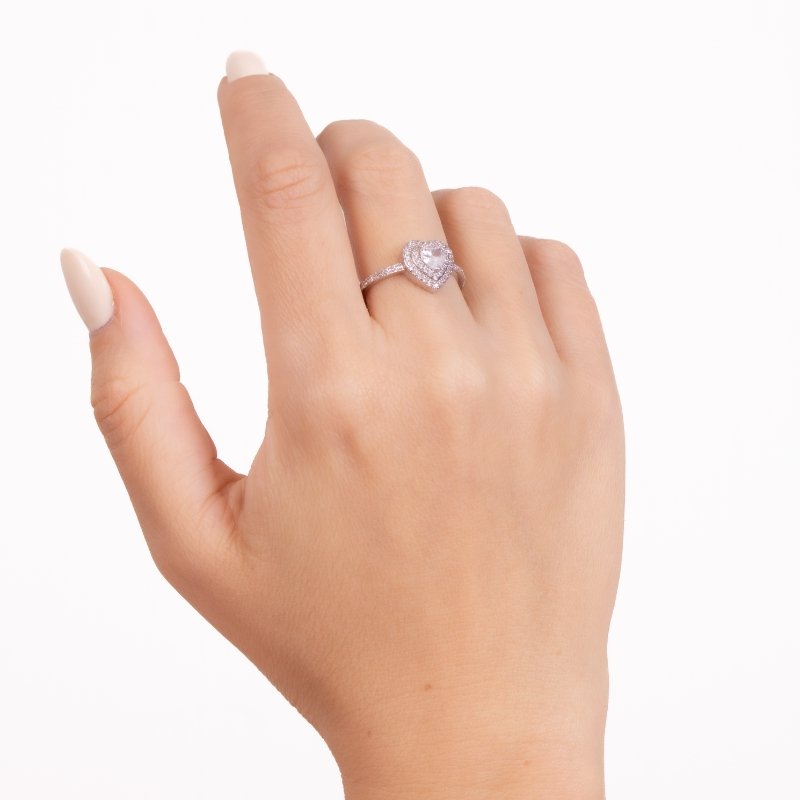 Anel Coração Cravejado