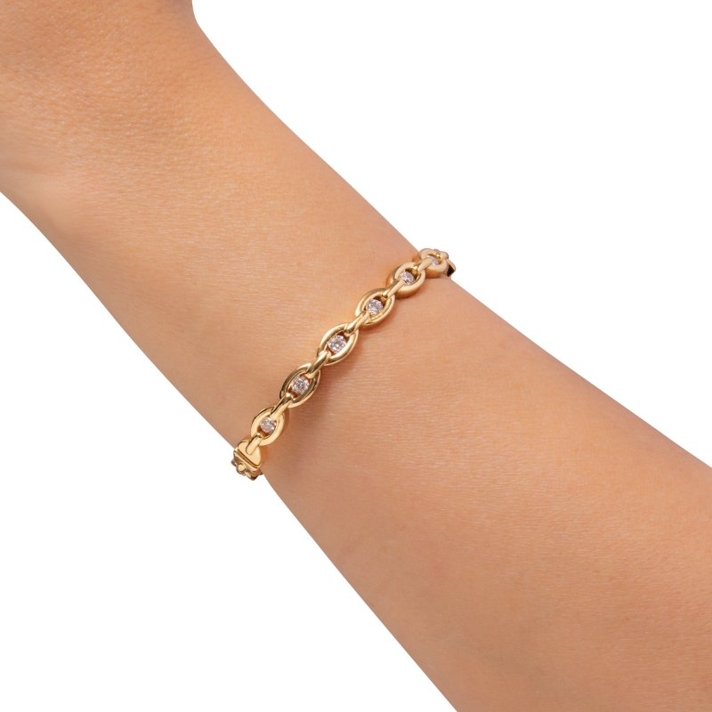 Bracelete Elos Oval Com Zircônias